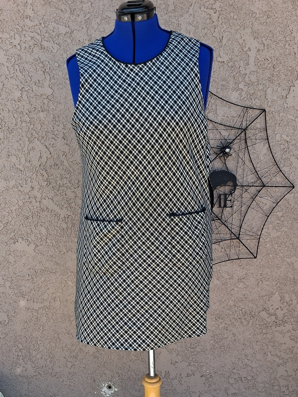 Jaclyn Smith Black and White Plaid Sleeveless Mini Dress